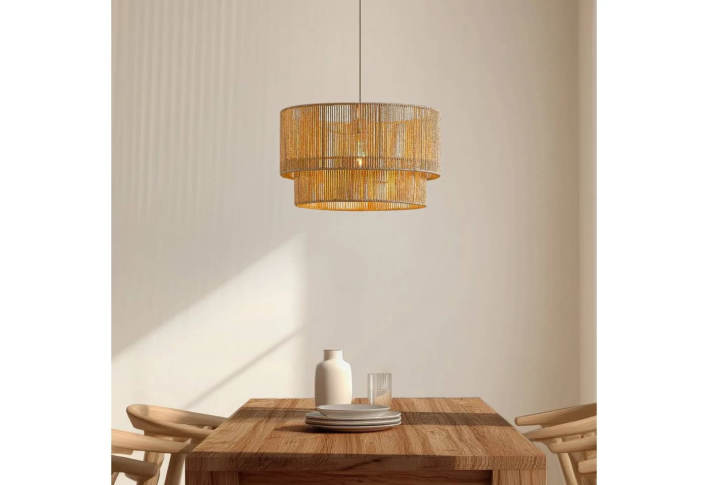 Lindby Hängeleuchte Anuva Ø 45 cm Beige Papier E27 - Bild 3