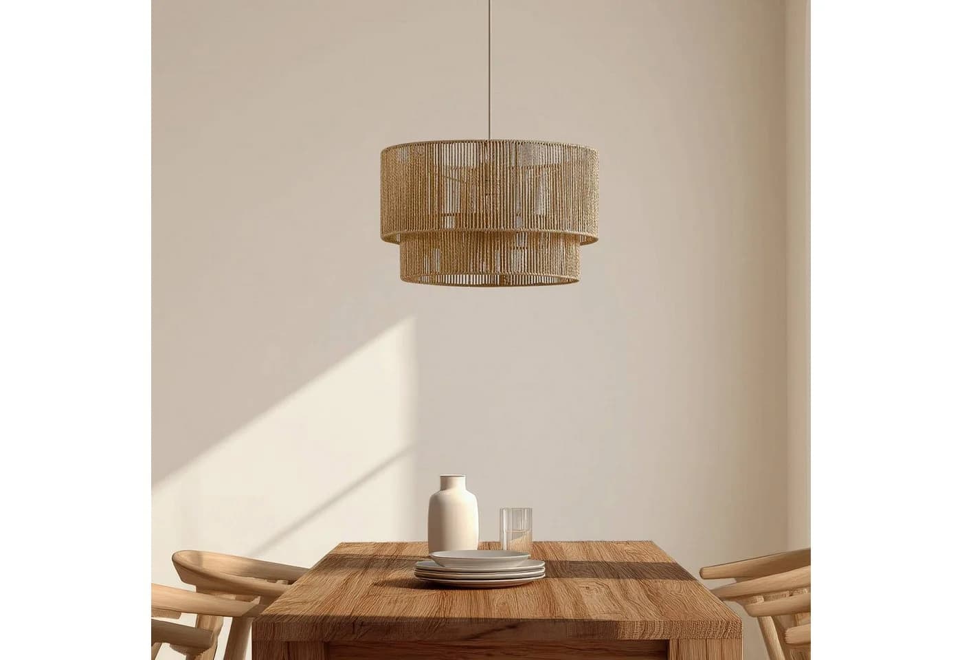 Lindby Hängeleuchte Anuva Ø 45 cm Beige Papier E27 - Bild 4