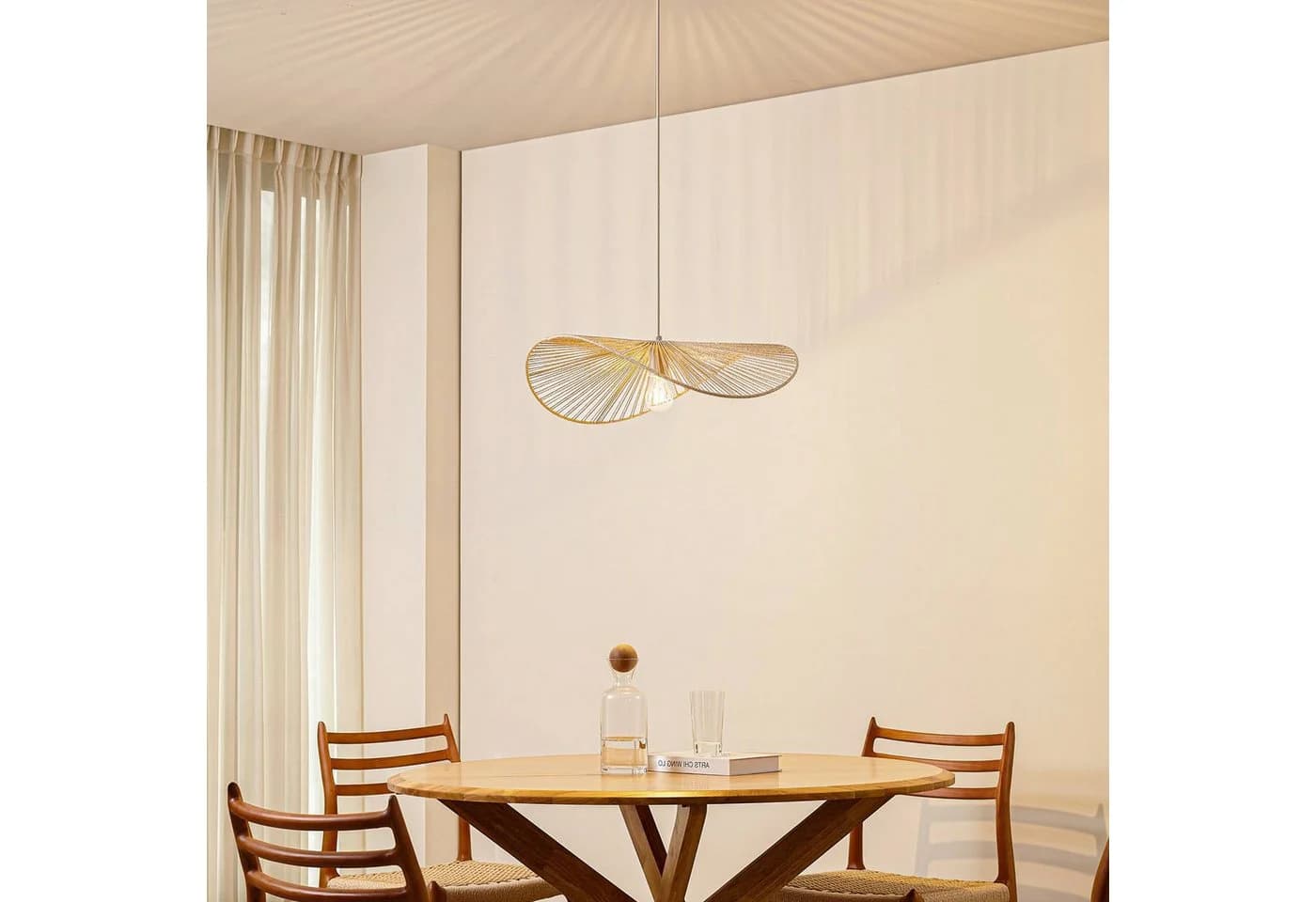 Lindby Hängeleuchte Valdorin Beige Papier 75 cm - Bild 3
