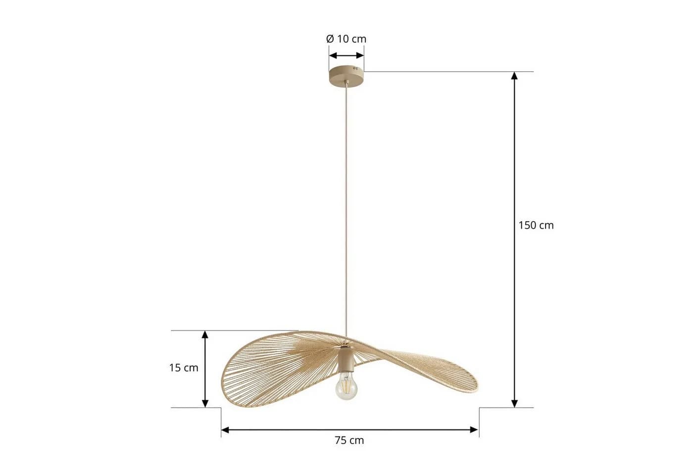 Lindby Hängeleuchte Valdorin Beige Papier 75 cm - Bild 5