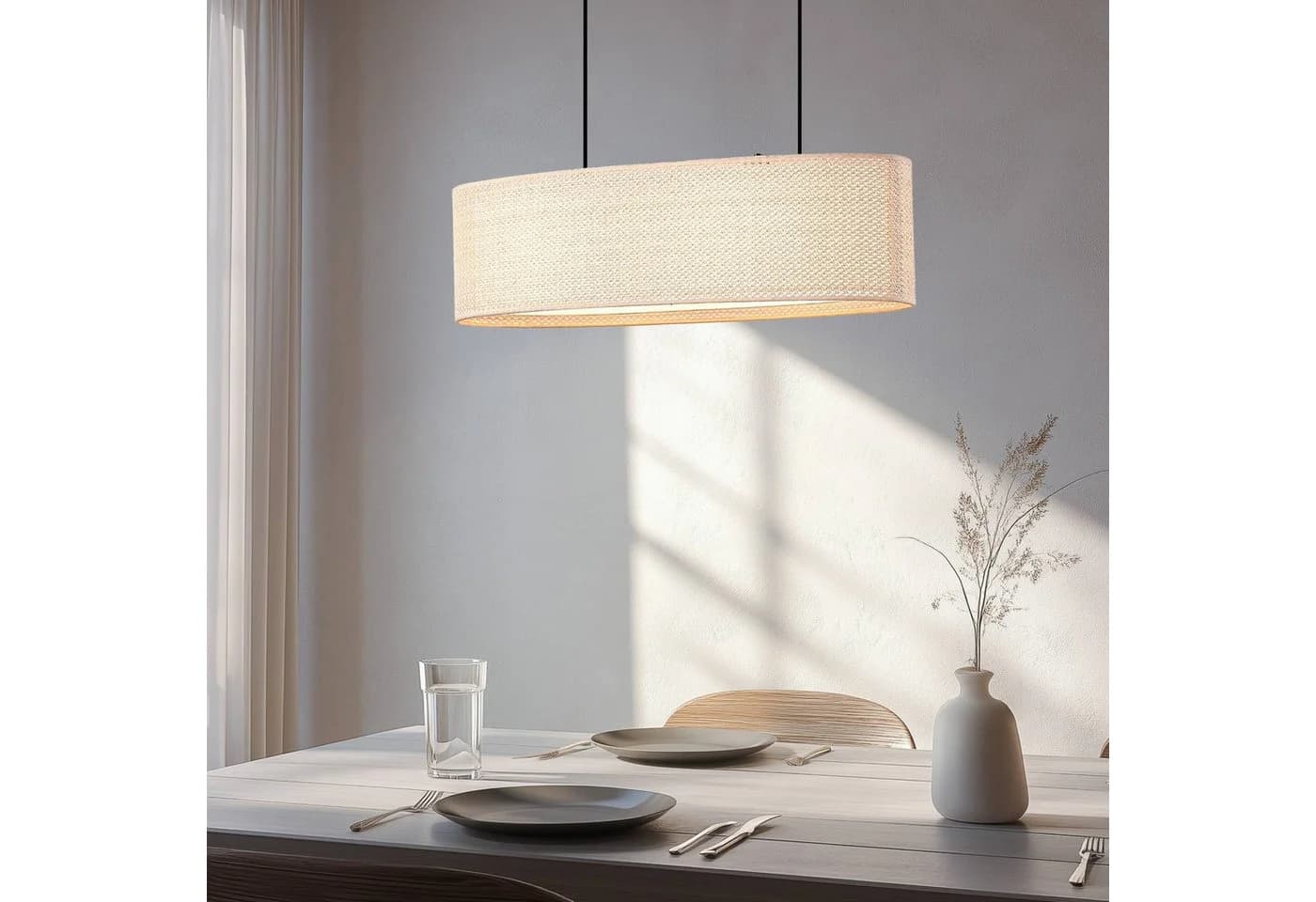 Lindby Hängeleuchte Soula 78 cm Beige Kunststoff E27 - Bild 3