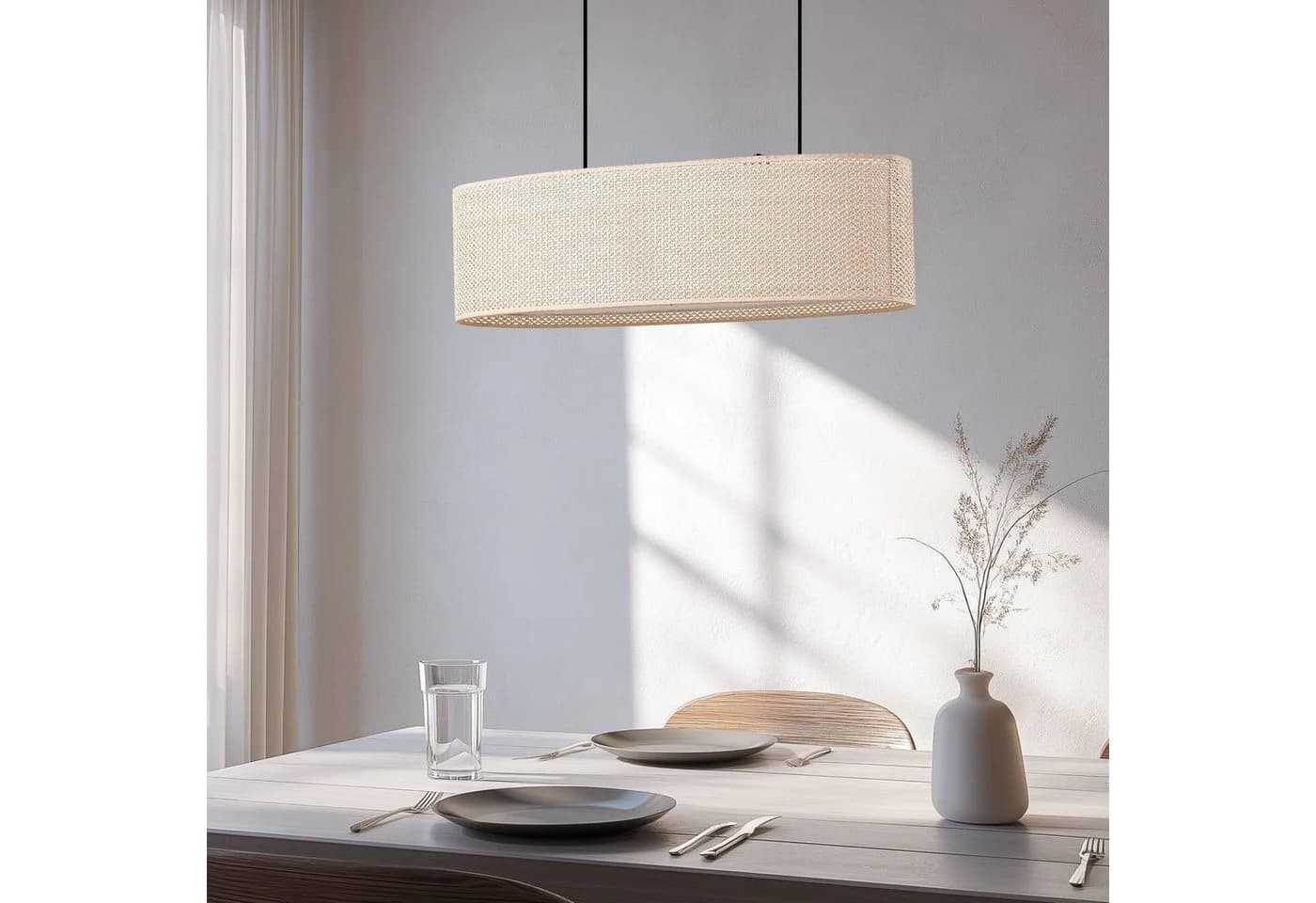 Lindby Hängeleuchte Soula 78 cm Beige Kunststoff E27 - Bild 4