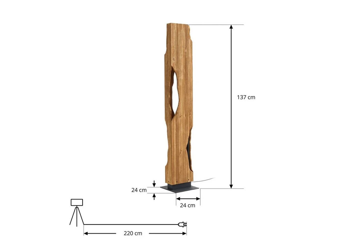 Lucande Stehleuchte Tarry Kiefernholz 4 x E27 - Bild 5