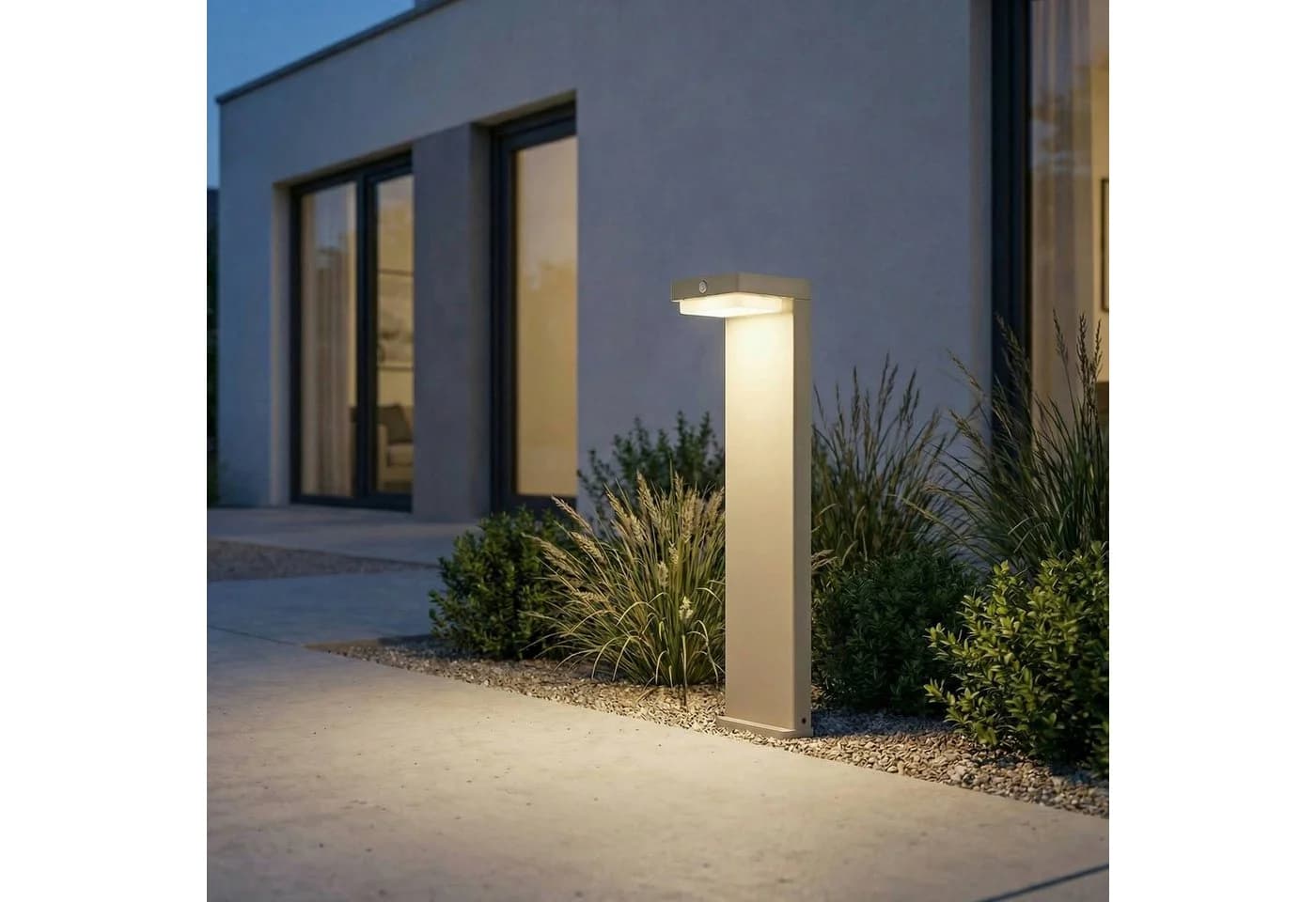 Lindby LED-Solar-Sockelleuchte Eleazar Beige Aluminium Sensor - Bild 4