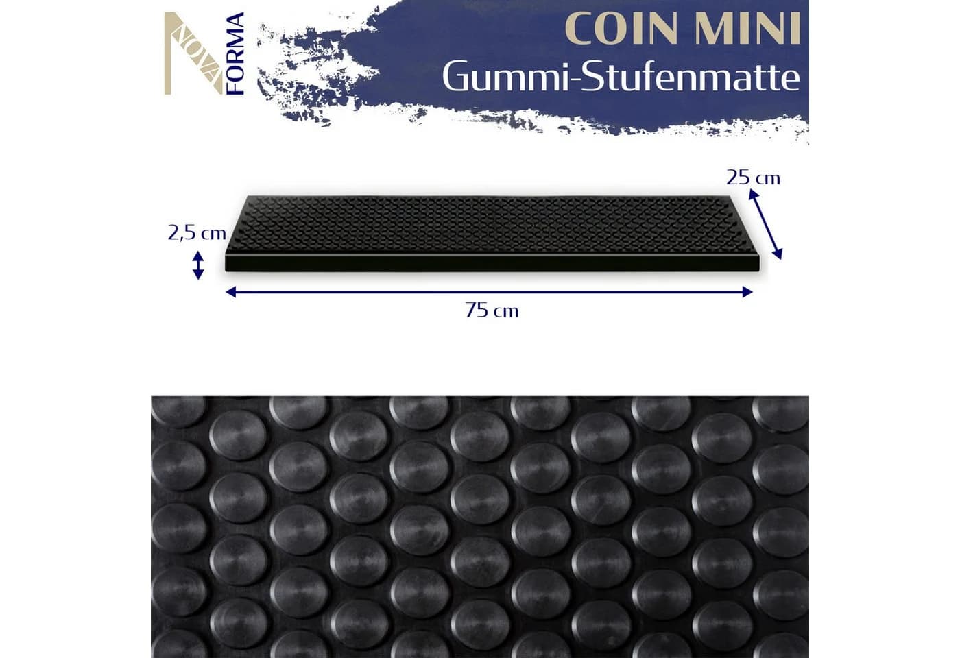 Nova Forma Gummi Stufenmatte für Treppen Außenbereich Schwarz