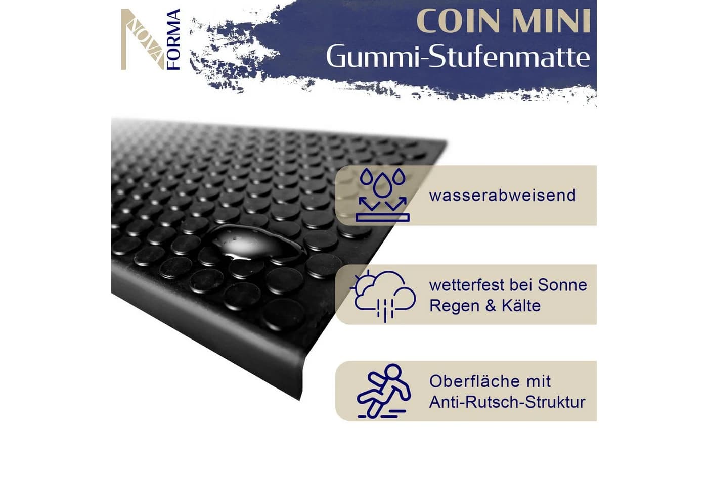Nova Forma Gummi Stufenmatte für Treppen Außenbereich Schwarz - Bild 3