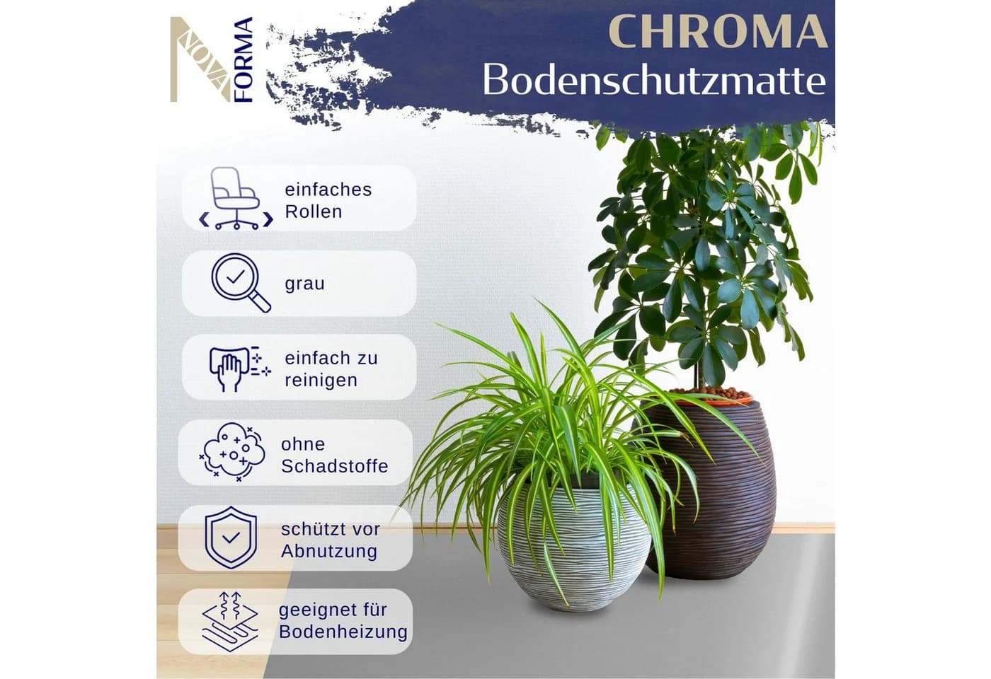 Nova Forma Bodenschutzmatte CHROMA Bunte Stuhlmatte