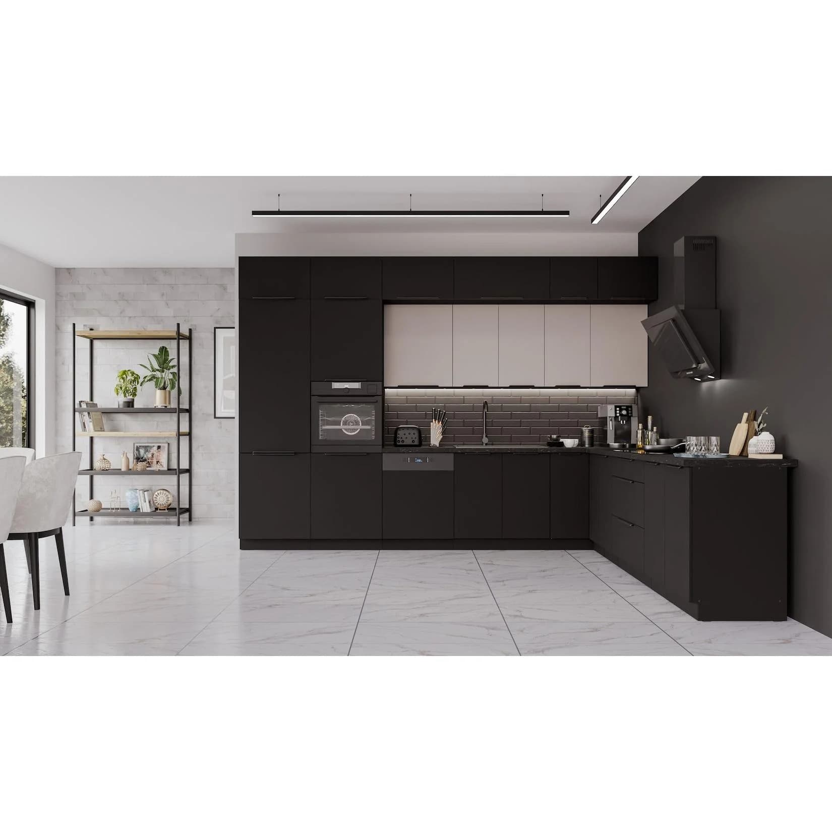 Küchen-Preisbombe Winkelküche SIENA + ARONA Beige/Schwarz Modern