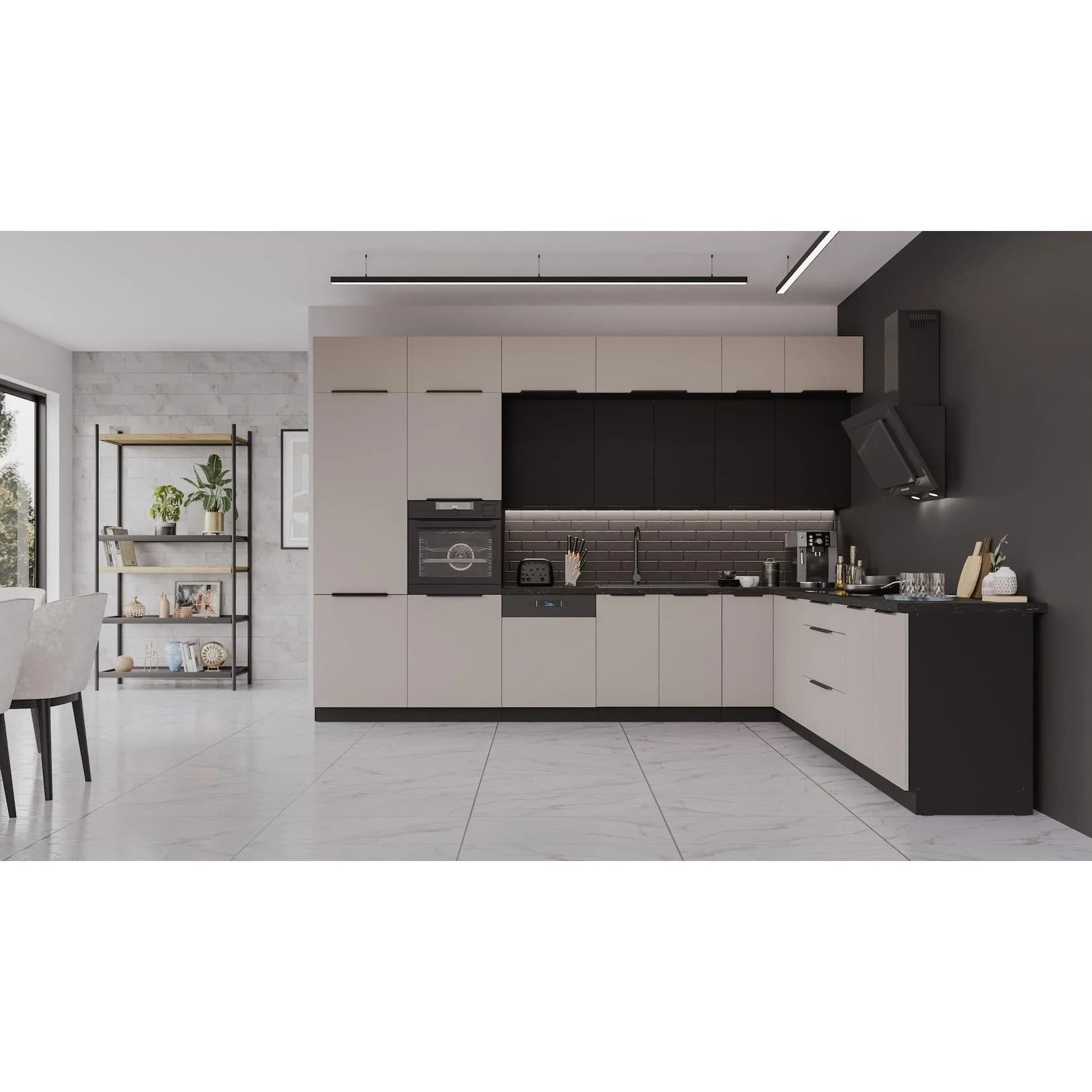 Winkelküche ARONA SIENA 350x290 Kaschmir Schwarz XL Stauraum