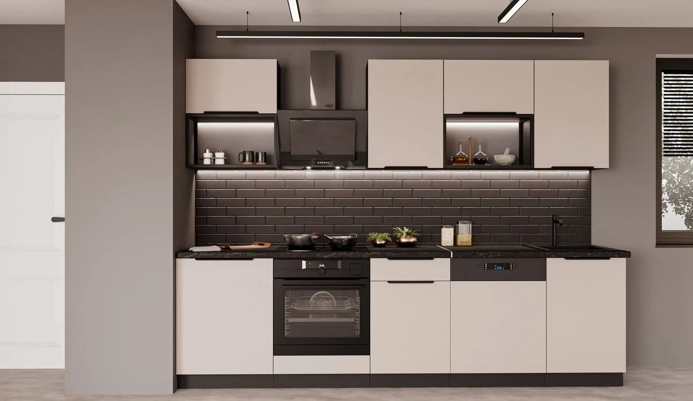 Küchen-Preisbombe Küchenzeile ARONA BASIC LOFT 280 cm Kaschmir Schwarz - Bild 2