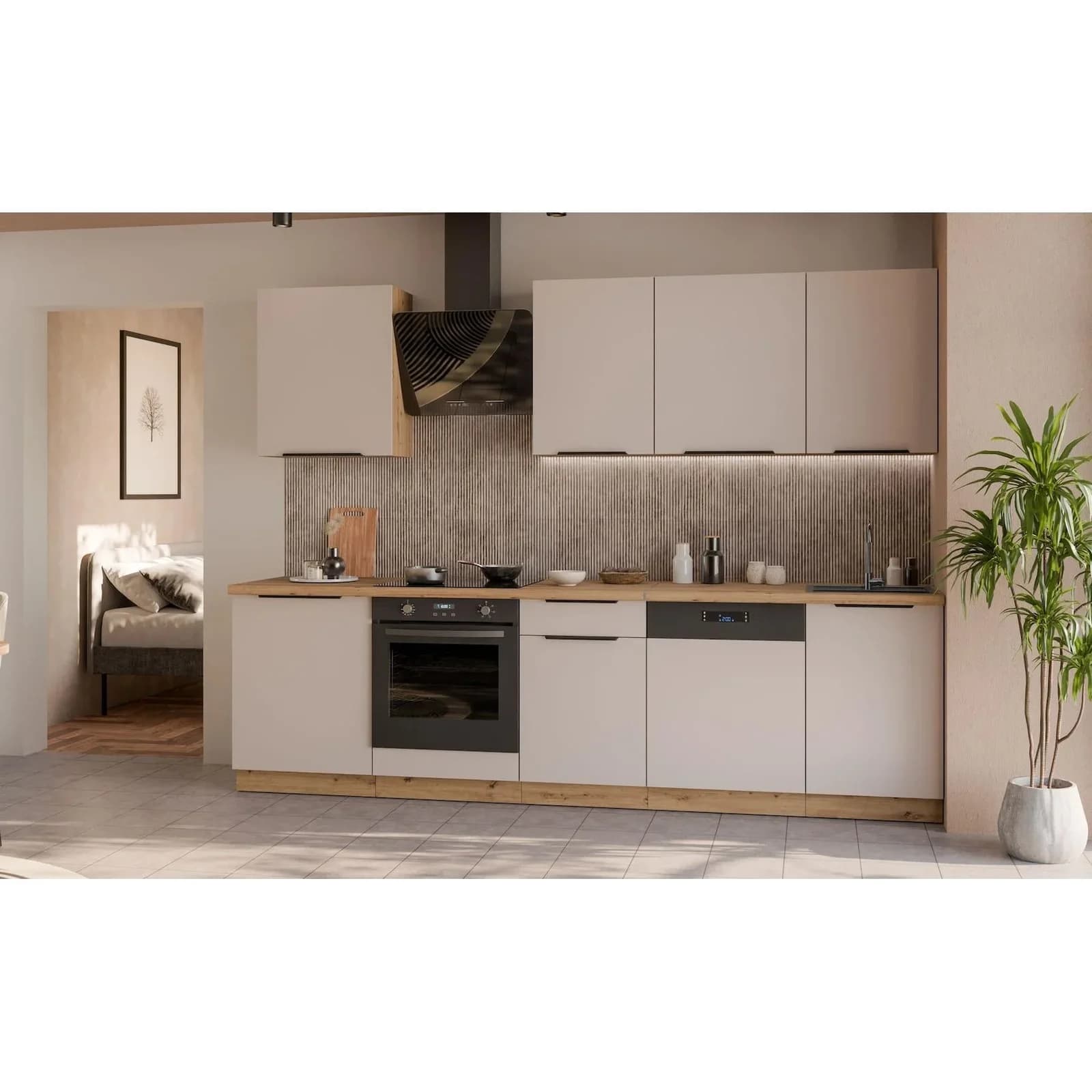 Küchen-Preisbombe SOLANO BASIC 280 Einbauküche Beige Matt