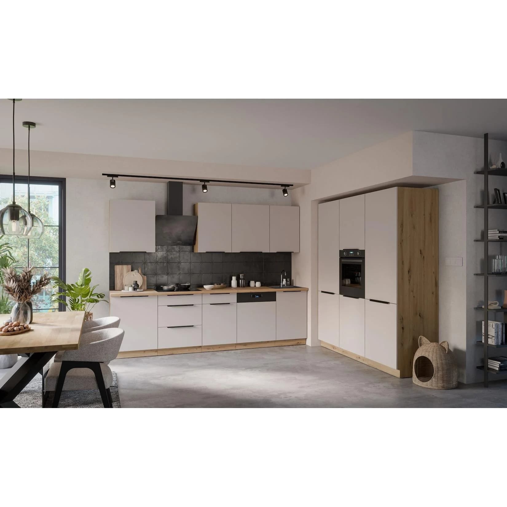 Küche SOLANO 280 + 180 cm Küchenzeile Kaschmir beige matt
