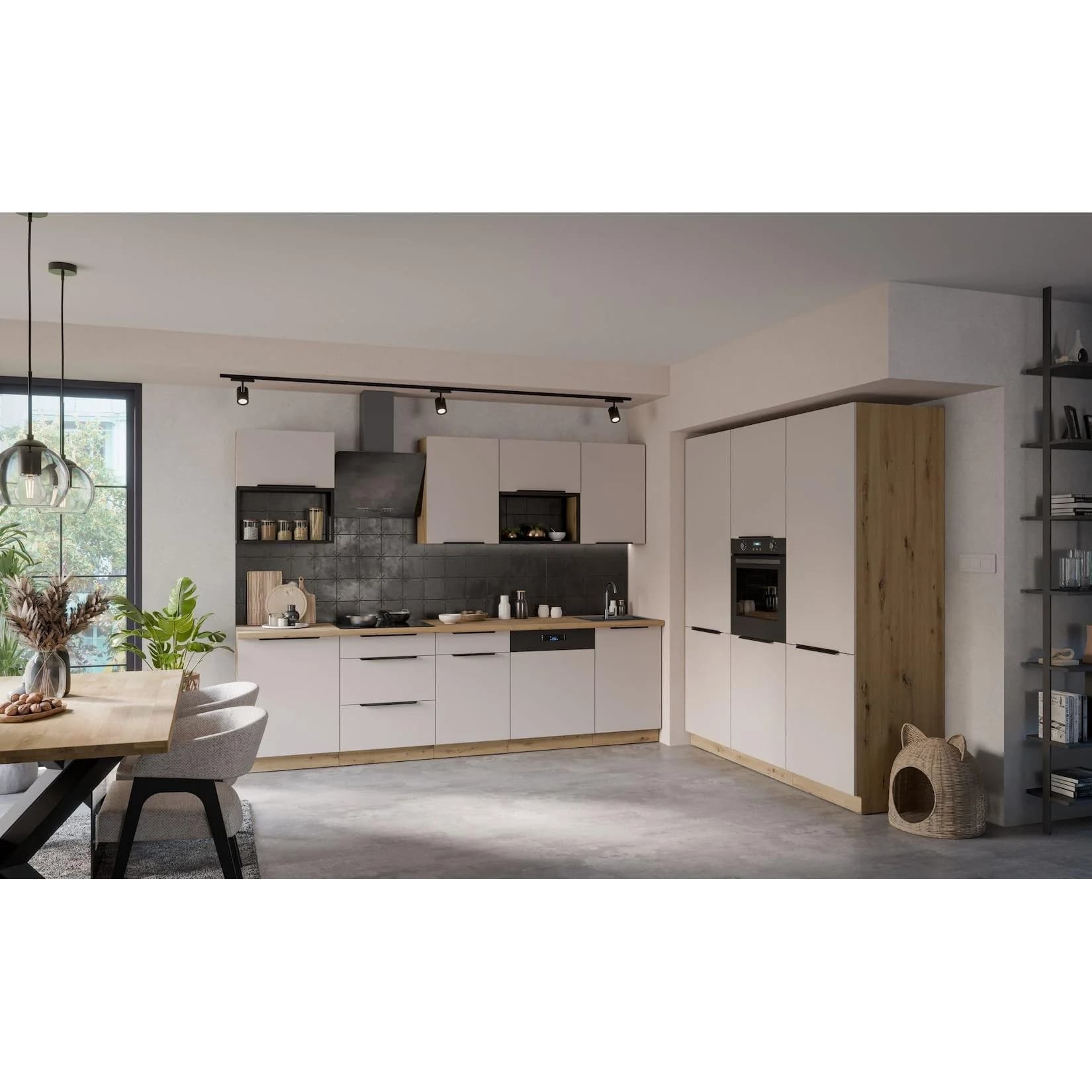 Küche SOLANO LOFT 280 + 180 cm Kaschmir Eiche