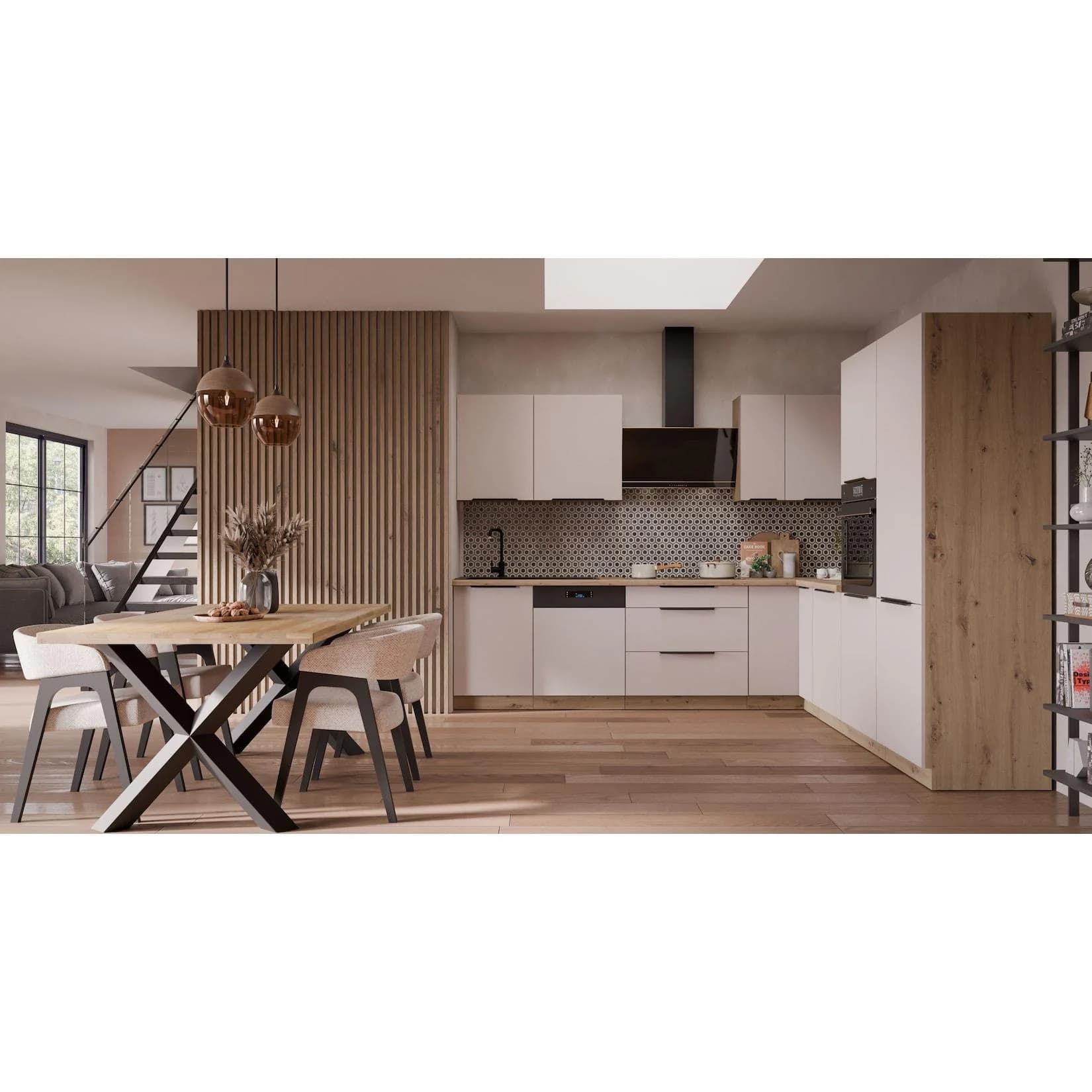 Küchen-Preisbombe Winkelküche SOLANO Kaschmir beige Eiche Artisan