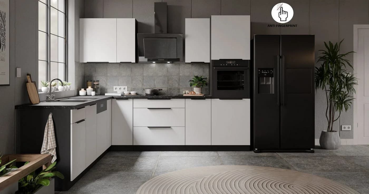 Küchen-Preisbombe Eckküche ARIA K-BL ECKE 2 Weiß Schwarz Anti Fingerprint - Bild 3