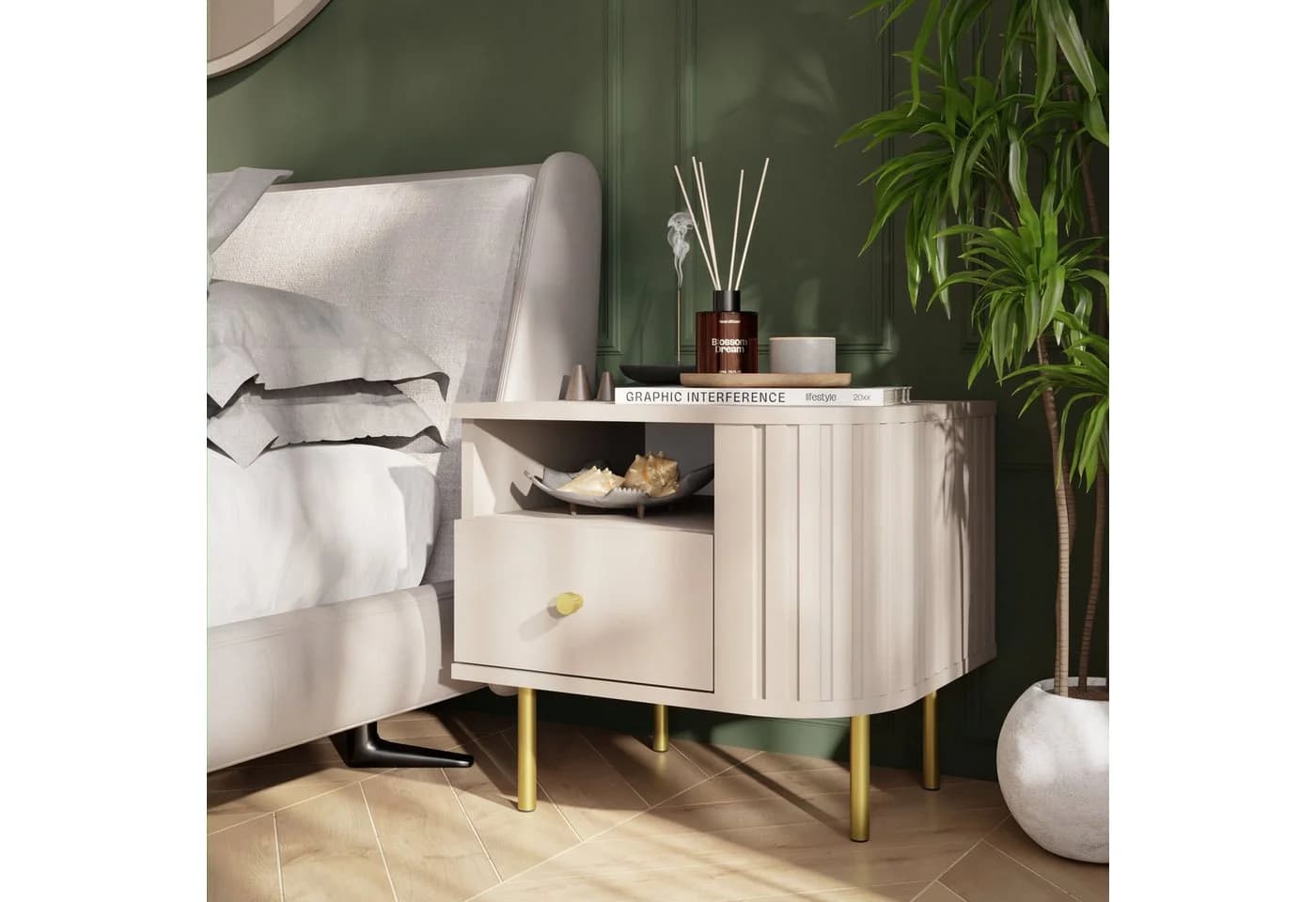 Küchen-Preisbombe Nachtschrank Ovalio Typ 801 Sandbeige Modern - Bild 2