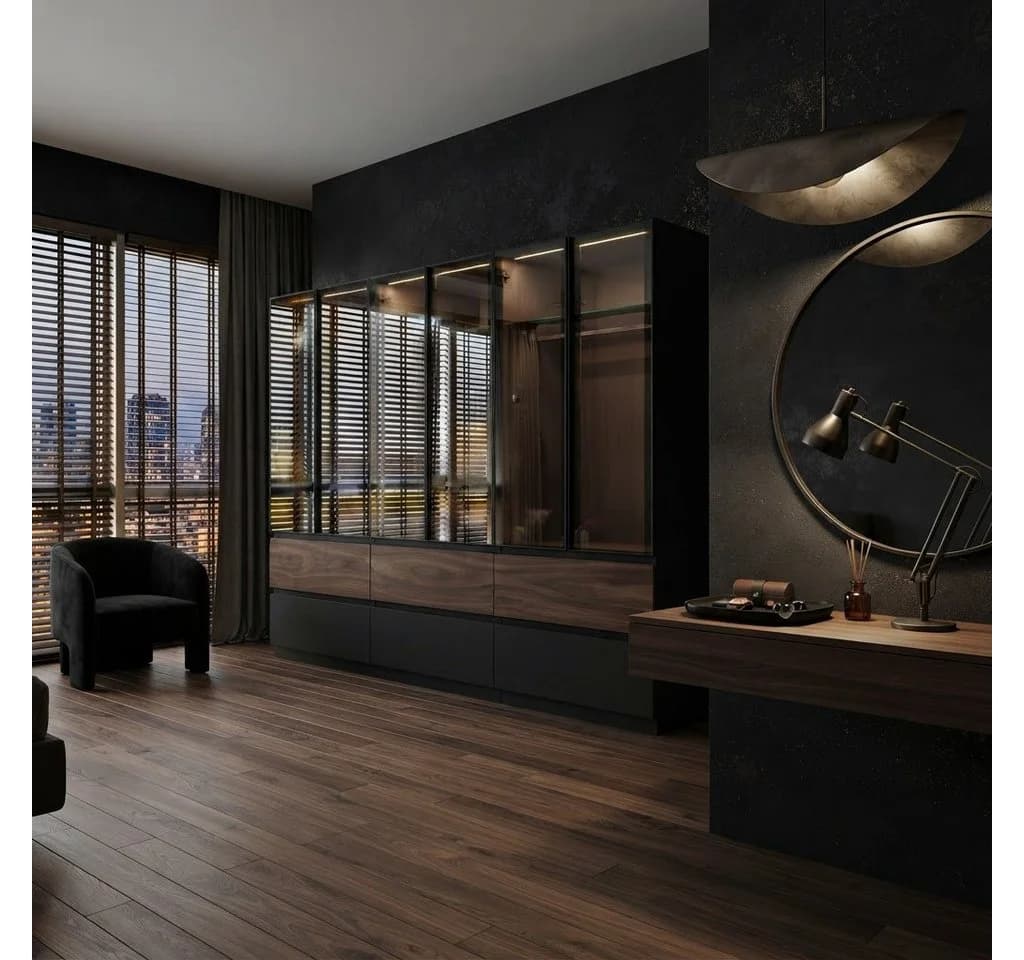 Palms-Store Kleiderschrank Sansibar mit Glastüren und LED-Beleuchtung