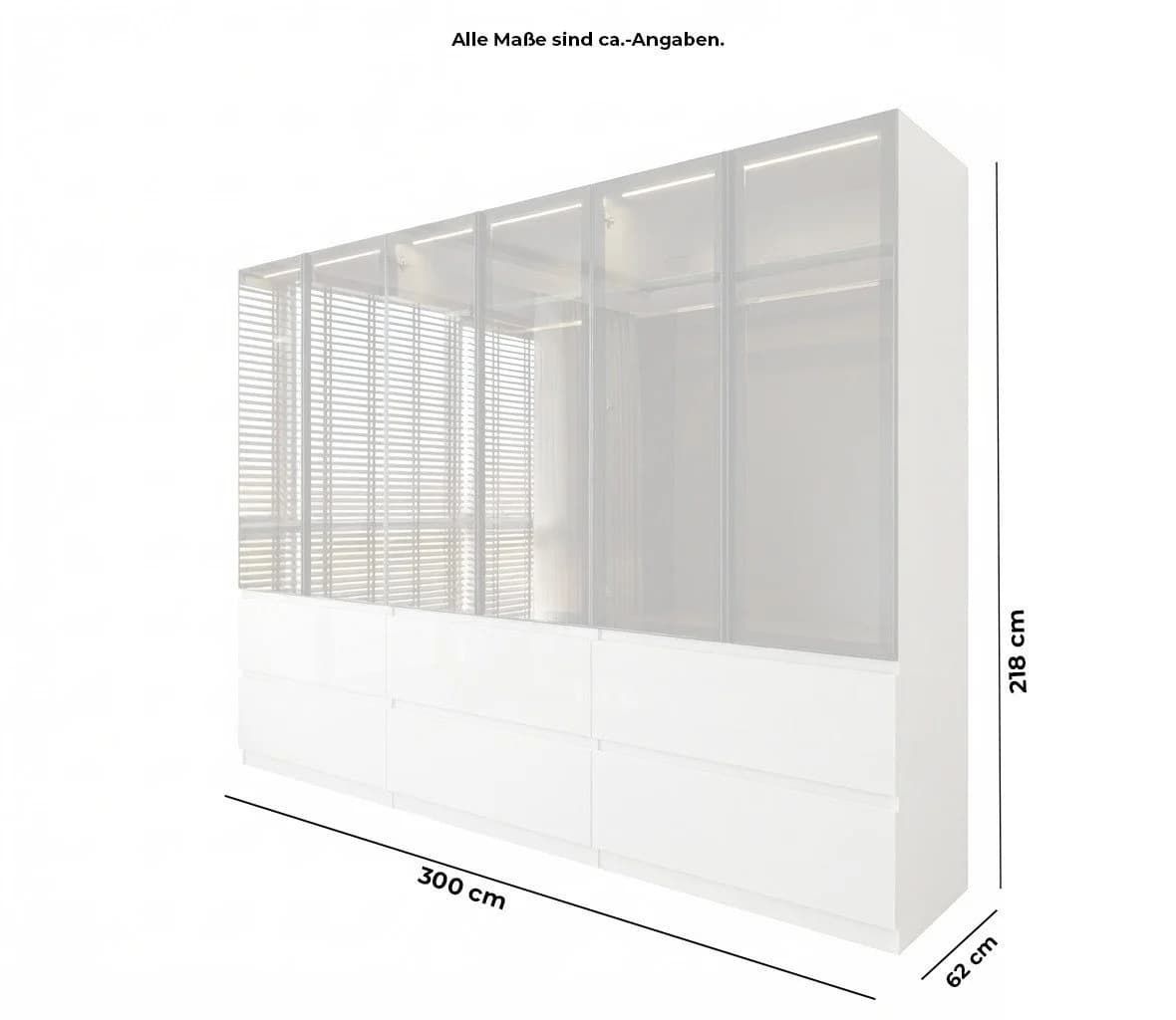 Palms-Store Kleiderschrank Sansibar mit Glastüren und LED-Beleuchtung - Bild 3