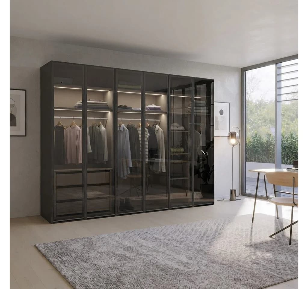 Palms-Store Kleiderschrank Athen 6 Glasrahmentüren Schwarz