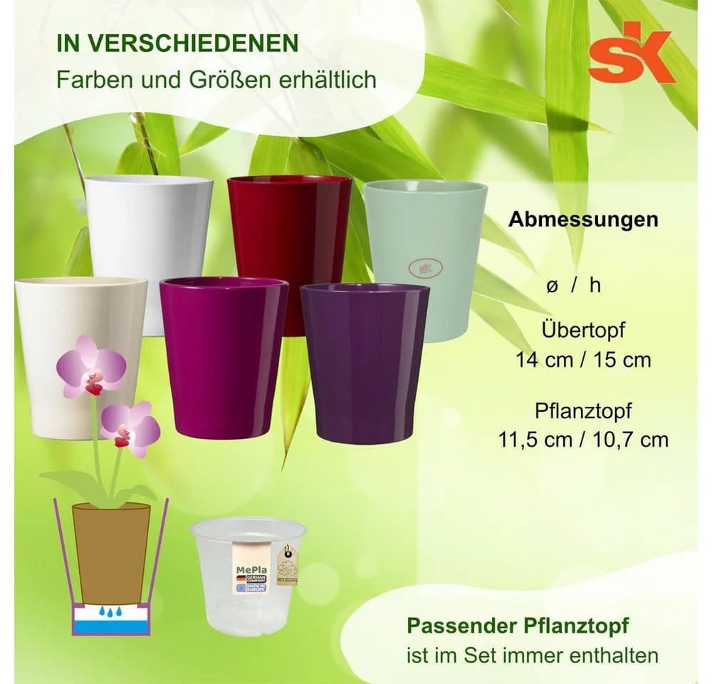 Heimwerkercenter Übertopf Merina Bordeaux + Pflanztopf MePla Orchideen-Set - Bild 3