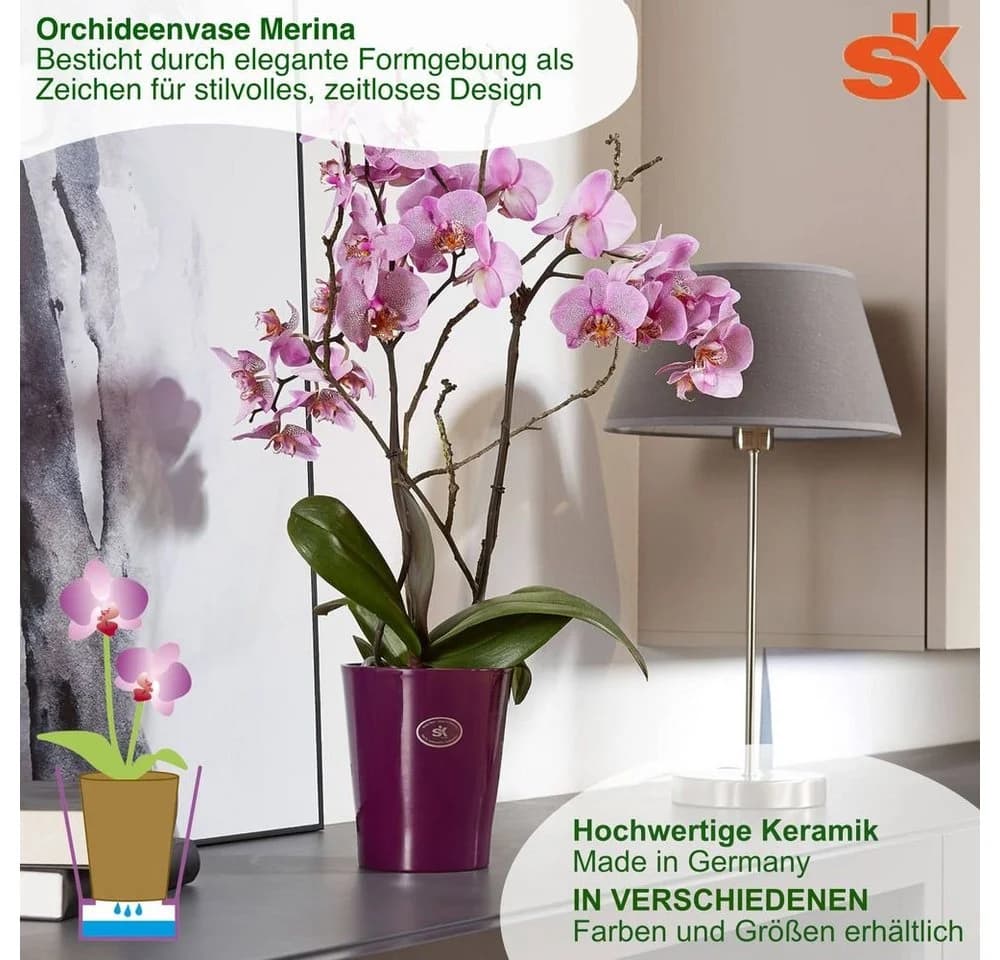 Heimwerkercenter Übertopf Merina Bordeaux + Pflanztopf MePla Orchideen-Set - Bild 4