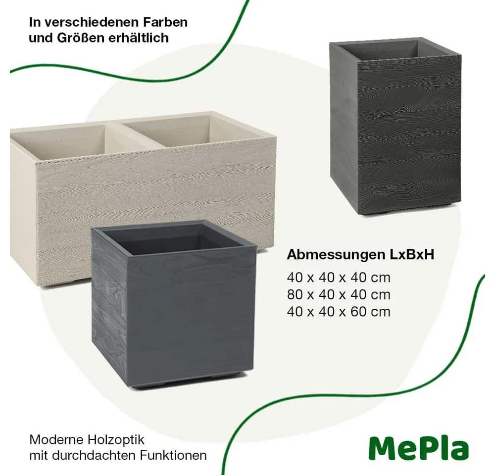 Heimwerkercenter Pflanzkübel KARO-40 Holzoptik Beige mit Rollen - Bild 3
