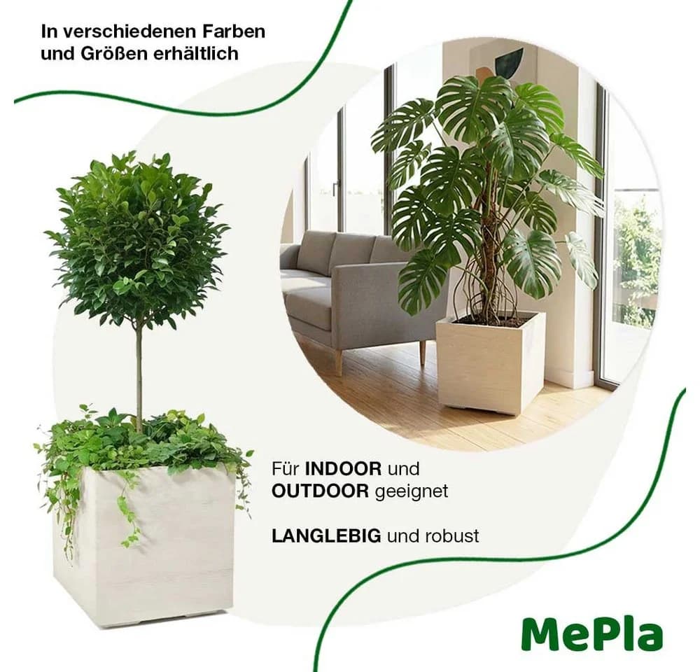 Heimwerkercenter Pflanzkübel KARO-40 Holzoptik Beige mit Rollen - Bild 4
