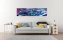 islandburner Leinwandbild Futuristisches Auto Neon Stadt 160x40cm Bild 1