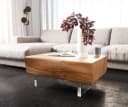 DELIFE Couchtisch New Live-Edge Akazie mit Schubladen Bild 5
