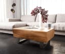 DELIFE Couchtisch New Live-Edge Akazie Natur 2 Schubladen Edelstahl Bild 5