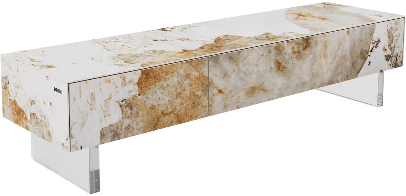 DELIFE Lowboard Cuor Keramik Weiß-Beige Push-to-Open Soft-Close
