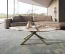 DELIFE Couchtisch Edge Organisch Keramik Weiß-Beige Titan-Effekt Bild 1