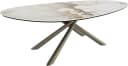 DELIFE Couchtisch Edge Oval Keramik Weiß-Beige Titan-Effektfinish Bild 1