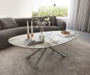 DELIFE Couchtisch Edge Oval Keramik Weiß-Beige Titan-Effektfinish Bild 2