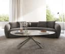 DELIFE Couchtisch Edge Oval Keramik Weiß-Beige Titan-Effektfinish Bild 3