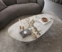 DELIFE Couchtisch Edge Oval Keramik Weiß-Beige Titan-Effektfinish Bild 5
