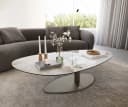 DELIFE Couchtisch Edge Oval Weiß-Beige Titan Bild 1