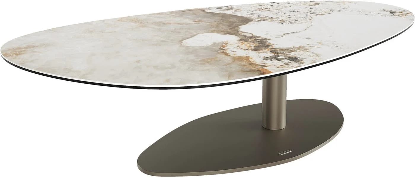 DELIFE Couchtisch Edge Oval Weiß-Beige Titan - Bild 2