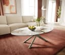 DELIFE Couchtisch Edge Oval Keramik Weiß-Beige Titan-Effektfinish Bild 1