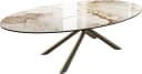 DELIFE Couchtisch Edge Oval Keramik Weiß-Beige Titan-Effektfinish Bild 2