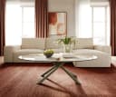 DELIFE Couchtisch Edge Oval Keramik Weiß-Beige Titan-Effektfinish Bild 3