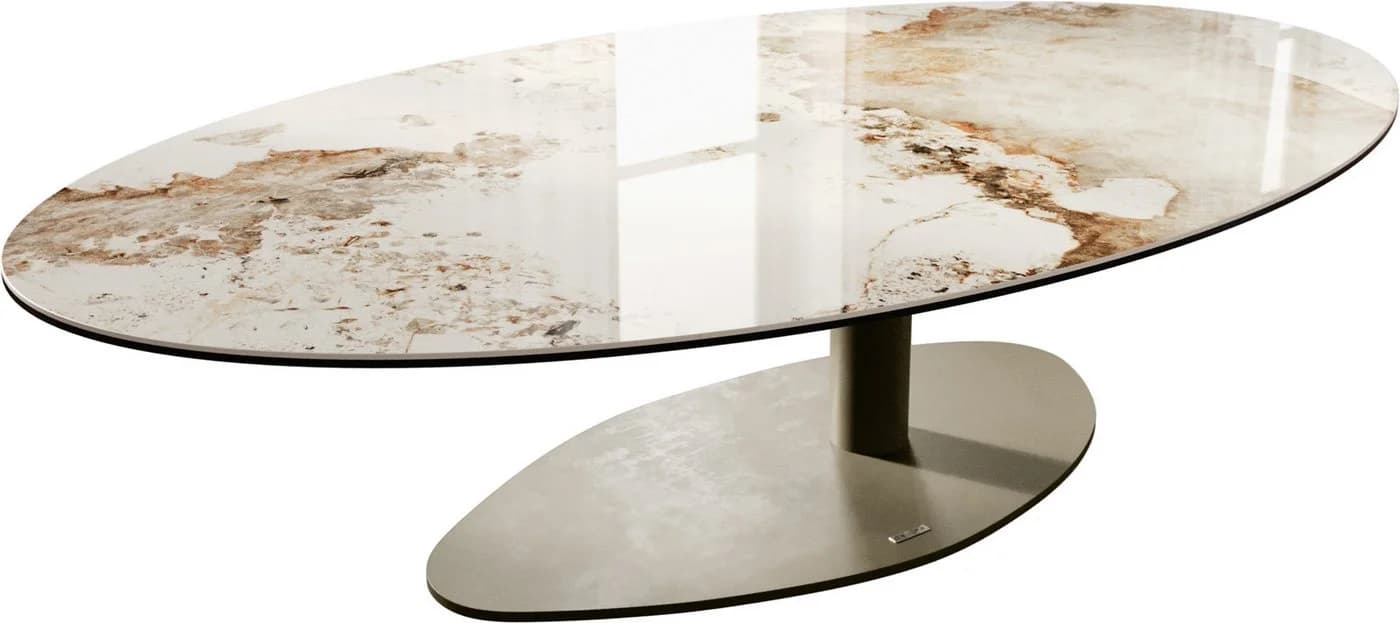 DELIFE Couchtisch Edge Oval Keramik Minas Melange Vibany Metall Effektfinish Titan - Bild 2