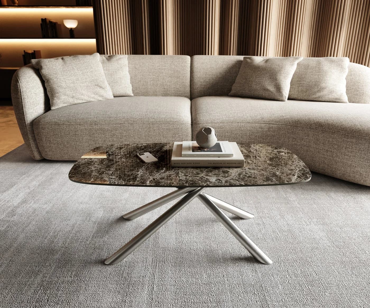 DELIFE Couchtisch Edge Bootform Keramik Dunkelbraun Edelstahl - Bild 3
