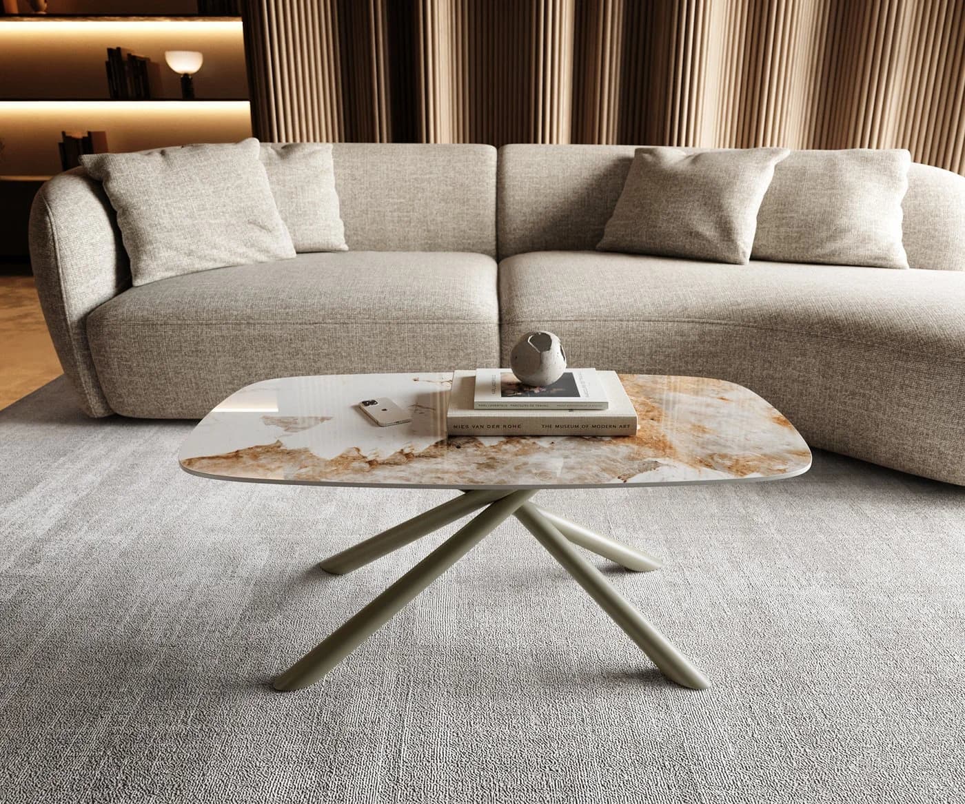 DELIFE Couchtisch Edge Boot Keramik Weiß-Beige Titan - Bild 3