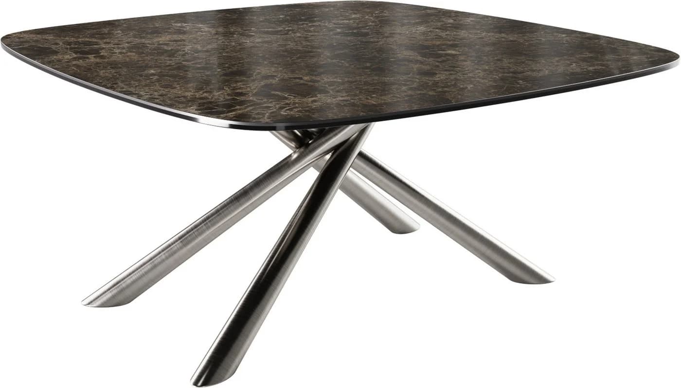 DELIFE Couchtisch Edge Boot 90x90 cm Keramik Dunkelbraun Silber - Bild 2