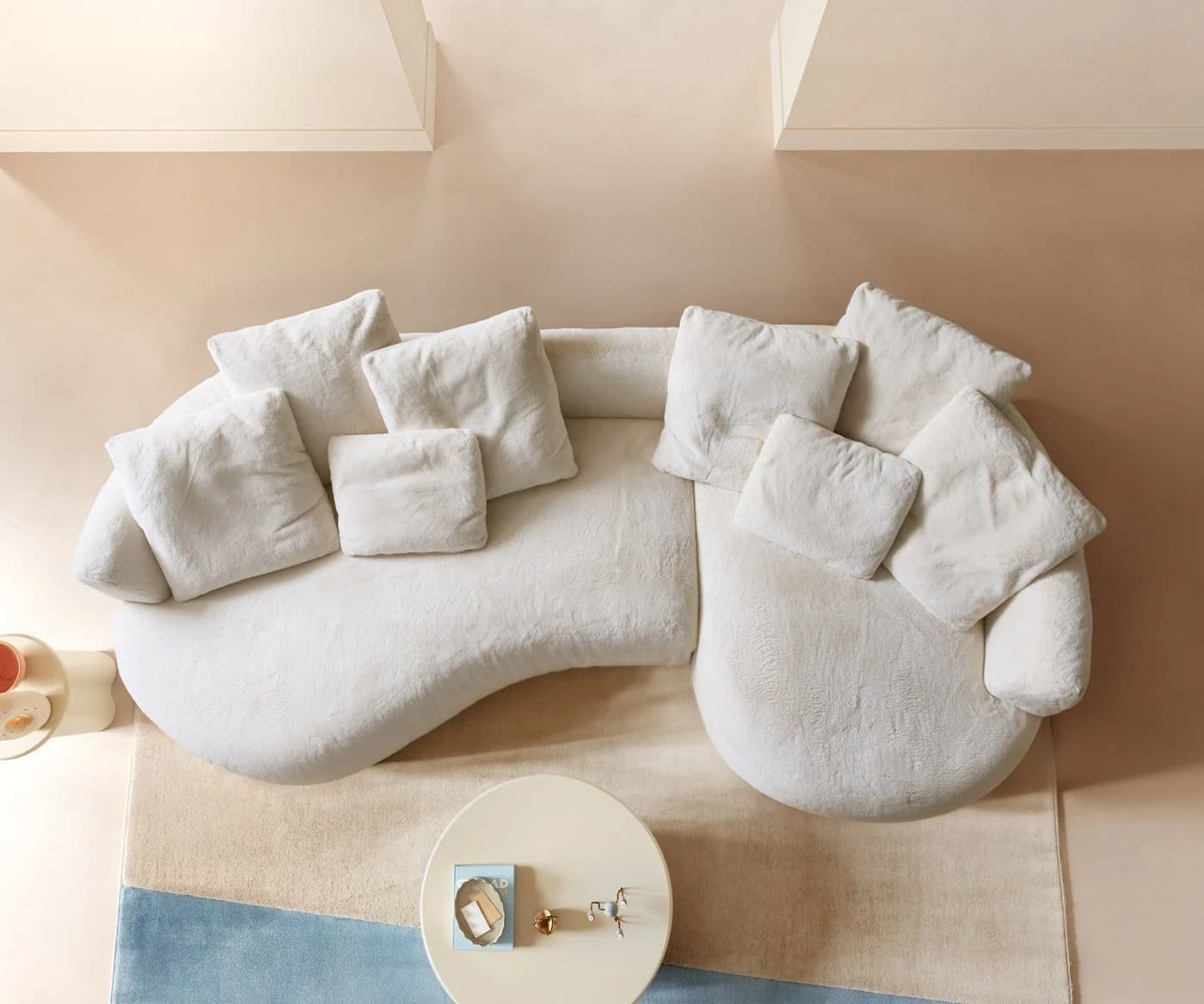 DELIFE Big-Sofa Edina Plüsch Creme-Weiß - Bild 5