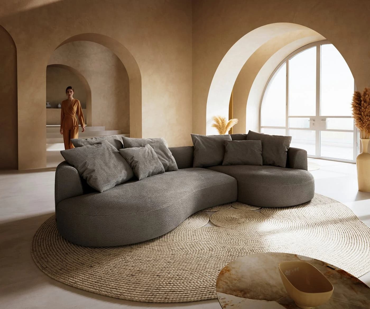 DELIFE Big-Sofa Edina Bouclé Soft Schlamm - Bild 2