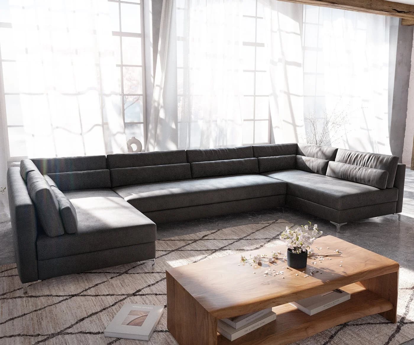 DELIFE Wohnlandschaft Elio XL Anthrazit Lederimitat - Bild 2