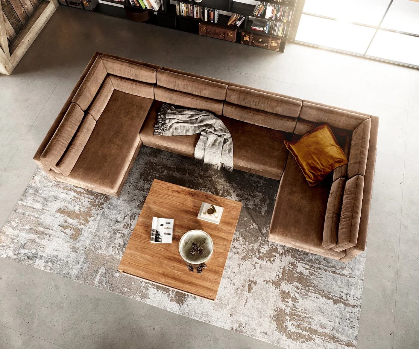 DELIFE Wohnlandschaft Elio Lederimitat Braun Antik XL - Bild 4