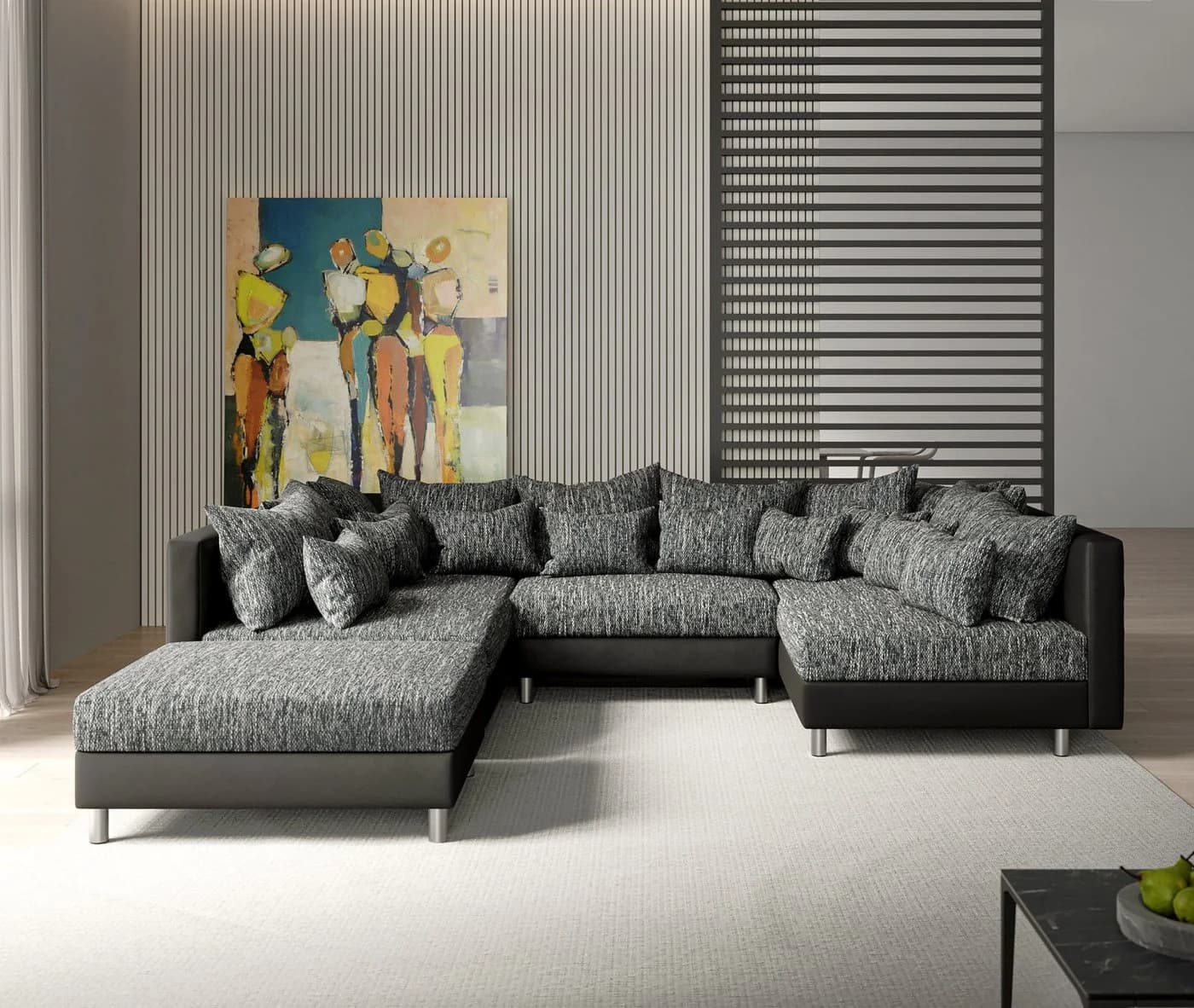 DELIFE Wohnlandschaft Clovis Modulares Sofa Schwarz